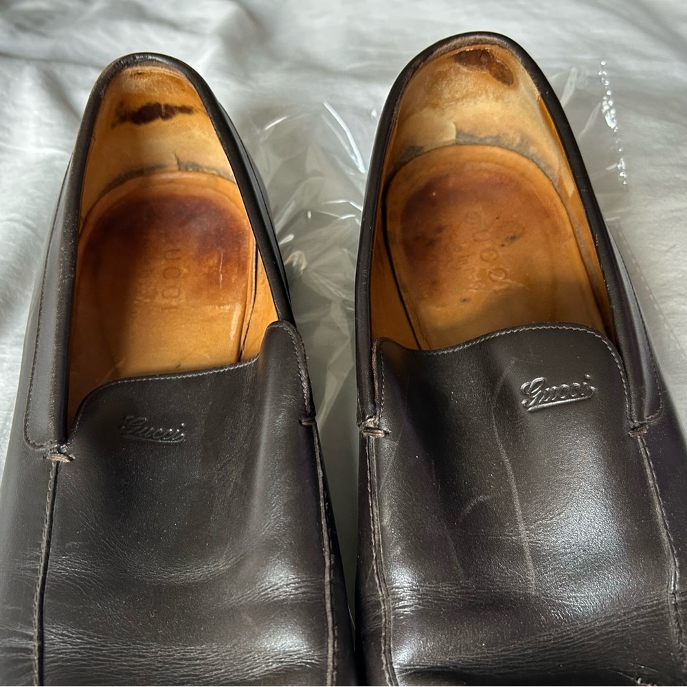 M Vintage Gucci Dark Brown Genuine Leather Goodyear Loafers Size 9.5 |F20 - Picture 10 of 16